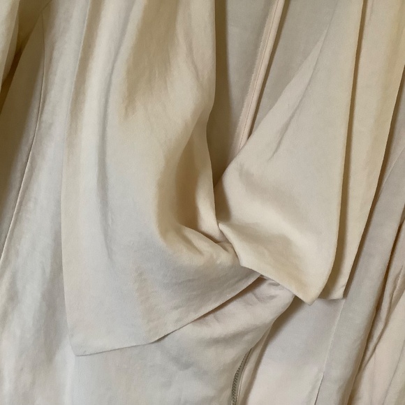 H by Halston Draped Zip Front Linen Blend Blazer Ecru SZ 14 - Picture 6 of 16